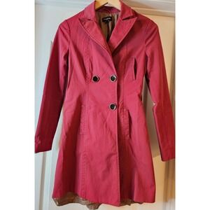 Bebe Womens Double Breasted Trench Coat Pink Pleated Back 5030B101K901 Medium
